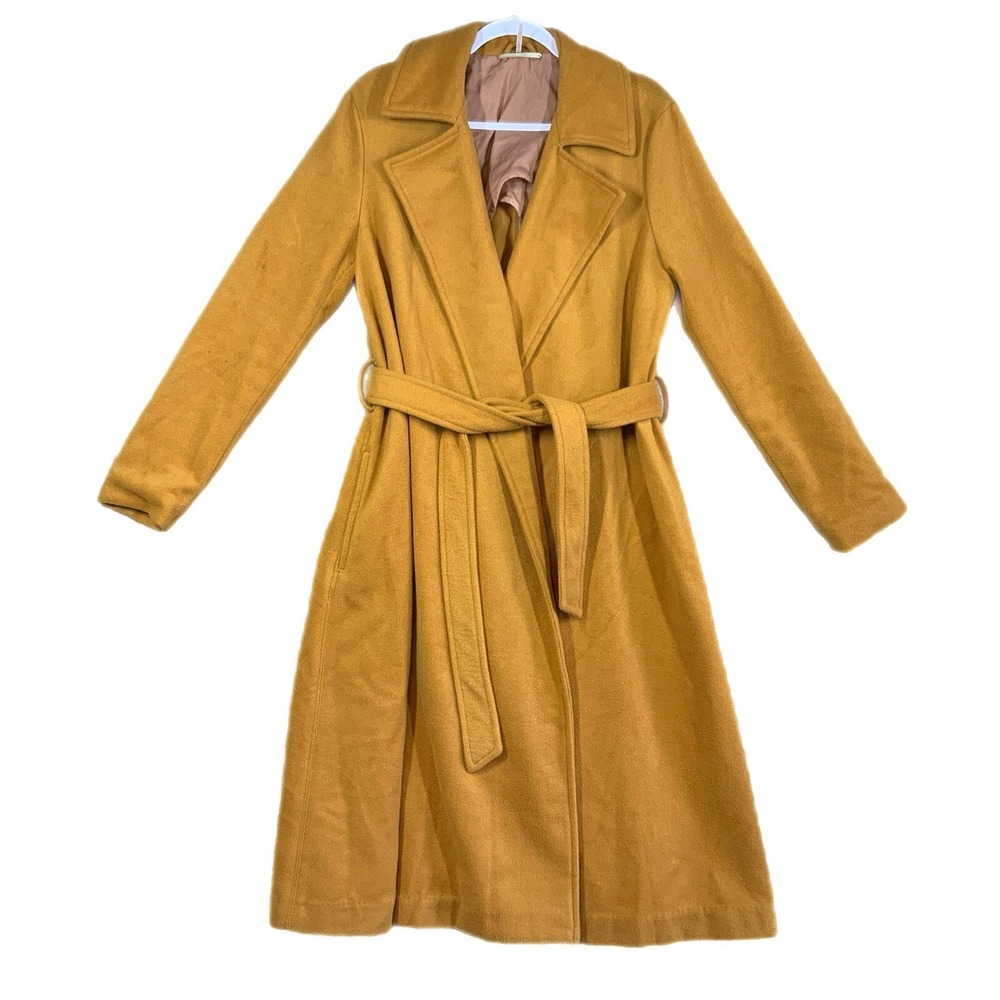 Free People Sierra Wool Coat M Yellow Golden City Preppy‎ Classic READ